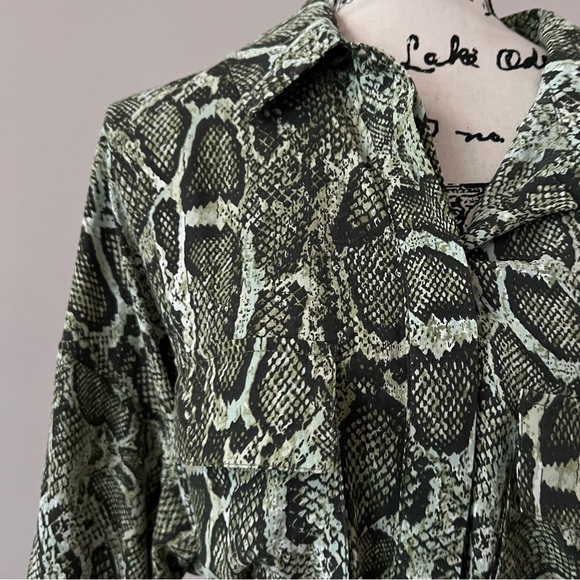 ENA PELLY green Python Utility belted maxi Shirt Dress 10 - Picture 4 of 10